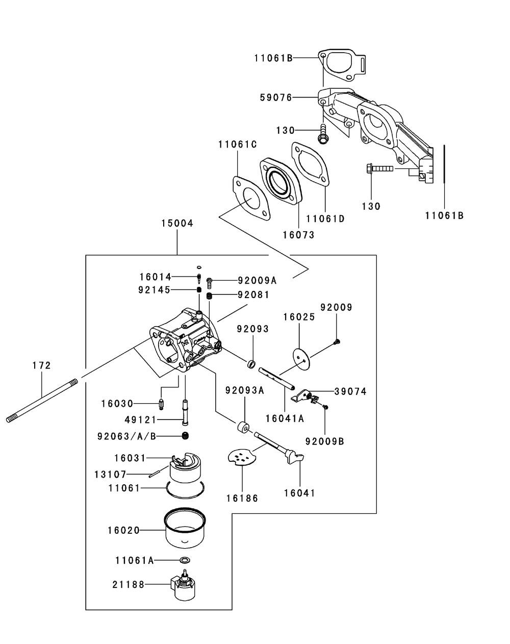 Kawasaki Fr651v-As05 Carburetor Diagram and Parts List for Z-FORCES48 (17AI5BHB-17AI5BHB010)(2013) Cub Cadet Lawn Tractor